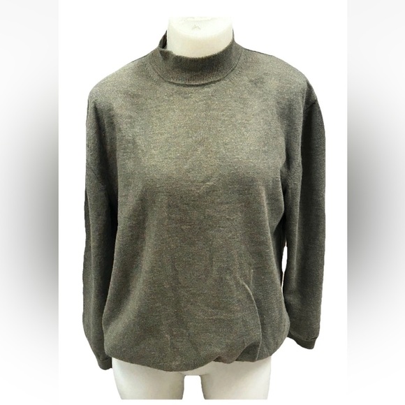 Mantles 100% Murino wool olive green khaki sweater woman’s size L - Picture 9 of 9